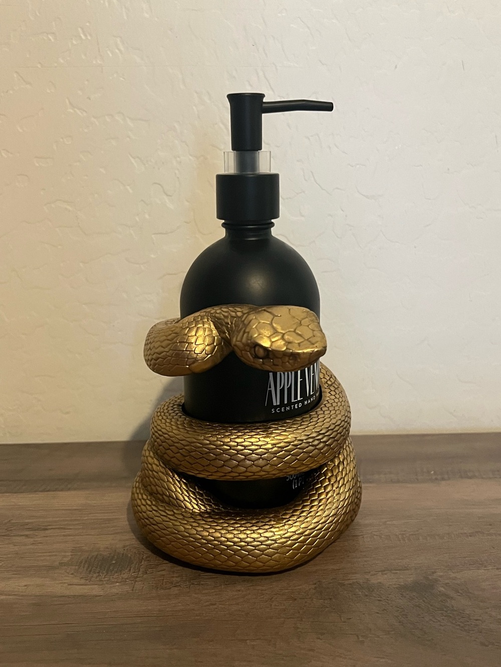 Gold Snake Resin Soap Dispenser w/ Matte Black Apple Venom Soap Dispenser